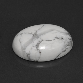 7.54 ct White Howlite Stone, Natural Howlite in Oval Cabochon Shape for Sale