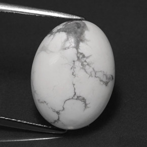 8.20 ct White Howlite Gemstone, Howlite Gem in Oval Cabochon Shape for Sale.