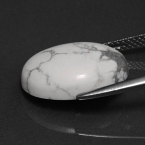 Howlite Gemstone in 16 x 12 mm (calibrated) Size for Sale, Howlite Stone in Greyish White Color