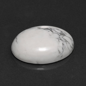 7.41 ct White Howlite Stone, Natural Howlite in Oval Cabochon Shape for Sale