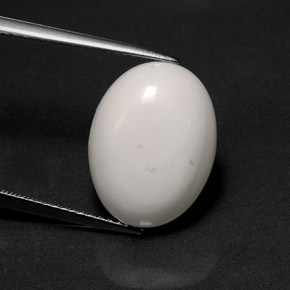 8.21 ct White Howlite Gemstone, Howlite Gem in Oval Cabochon Shape for Sale.