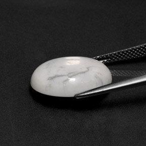 Howlite Gemstone in 16.3 x 12.4 mm Size for Sale, Howlite Stone in Greyish White Color