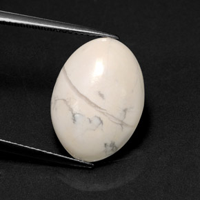9.30 ct White Howlite Gemstone, Howlite Gem in Oval Cabochon Shape for Sale.