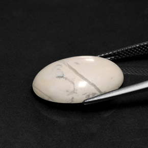 Howlite Gemstone in 18 x 13 mm (calibrated) Size for Sale, Howlite Stone in Greyish White Color