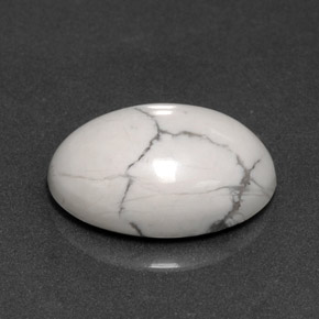 5.87 ct White Howlite Stone, Natural Howlite in Oval Cabochon Shape for Sale