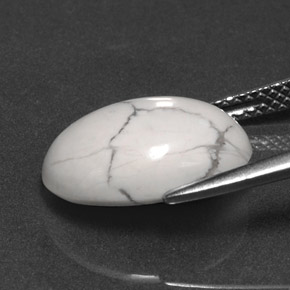 Howlite Gemstone in 14 x 10 mm (calibrated) Size for Sale, Howlite Stone in Greyish White Color
