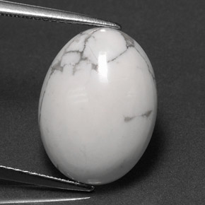 8.14 ct White Howlite Gemstone, Howlite Gem in Oval Cabochon Shape for Sale.