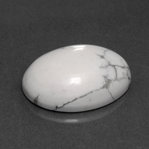 8.14 ct White Howlite Stone, Natural Howlite in Oval Cabochon Shape for Sale