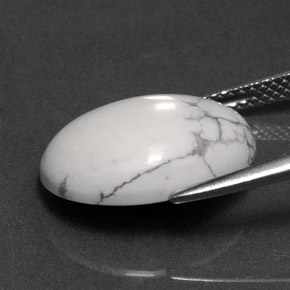 Howlite Gemstone in 16 x 12 mm (calibrated) Size for Sale, Howlite Stone in Greyish White Color