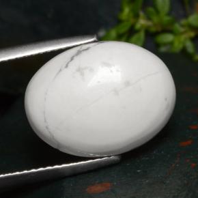 9.63 ct White Howlite Stone, Natural Howlite in Oval Cabochon Shape for Sale