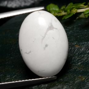 9.15 ct White Howlite Gemstone, Howlite Gem in Oval Cabochon Shape for Sale.