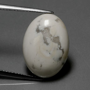 9.40 ct White Howlite Gemstone, Howlite Gem in Oval Cabochon Shape for Sale.