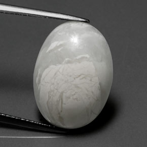 10.33 ct White Howlite Gemstone, Howlite Gem in Oval Cabochon Shape for Sale.