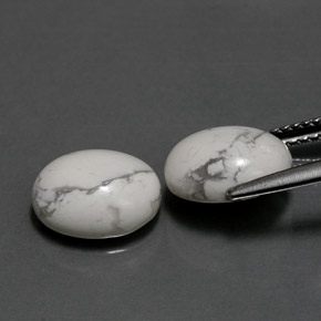 Howlite Gemstone in 10 x 8 mm (calibrated) Size for Sale, Howlite Stone in Greyish White Color