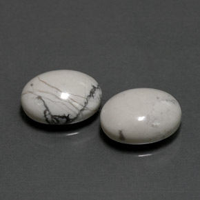 5.21 ct White Howlite Stone, Natural Howlite in Oval Cabochon Shape for Sale