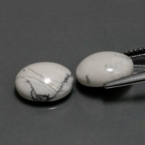 Howlite Gemstone in 10 x 8 mm (calibrated) Size for Sale, Howlite Stone in Greyish White Color