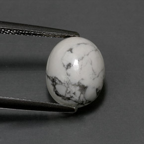 2.41 ct White Howlite Gemstone, Howlite Gem in Oval Cabochon Shape for Sale.