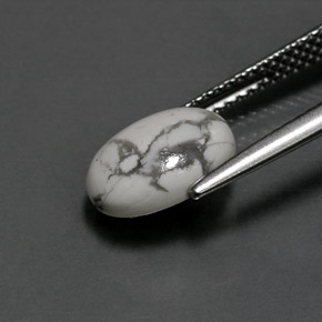 Howlite Gemstone in 10 x 8 mm (calibrated) Size for Sale, Howlite Stone in Greyish White Color