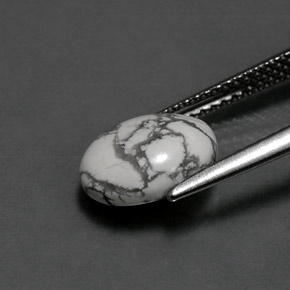 Howlite Gemstone in 10 x 8 mm (calibrated) Size for Sale, Howlite Stone in Greyish White Color