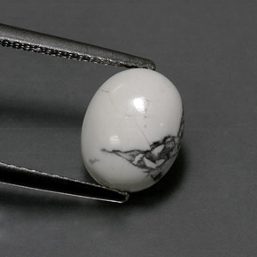 2.60 ct White Howlite Gemstone, Howlite Gem in Oval Cabochon Shape for Sale.