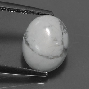 2.49 ct White Howlite Gemstone, Howlite Gem in Oval Cabochon Shape for Sale.
