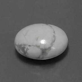 2.49 ct White Howlite Stone, Natural Howlite in Oval Cabochon Shape for Sale