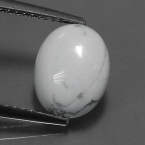 2.55 ct White Howlite Gemstone, Howlite Gem in Oval Cabochon Shape for Sale.