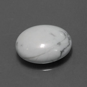 2.55 ct White Howlite Stone, Natural Howlite in Oval Cabochon Shape for Sale
