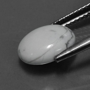 Howlite Gemstone in 10 x 8 mm (calibrated) Size for Sale, Howlite Stone in Greyish White Color