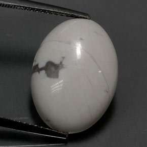 9.53 ct White Howlite Gemstone, Howlite Gem in Oval Cabochon Shape for Sale.