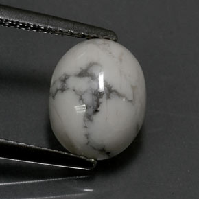 2.24 ct White Howlite Gemstone, Howlite Gem in Oval Cabochon Shape for Sale.
