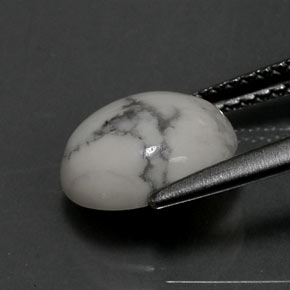 Howlite Gemstone in 9.5 x 7.5 mm Size for Sale, Howlite Stone in Greyish White Color