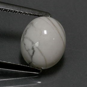 2.36 ct White Howlite Gemstone, Howlite Gem in Oval Cabochon Shape for Sale.