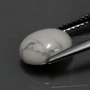 Howlite Gemstone in 9.3 x 7.9 mm Size for Sale, Howlite Stone in Greyish White Color