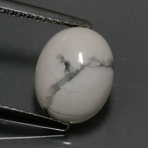 2.60 ct White Howlite Gemstone, Howlite Gem in Oval Cabochon Shape for Sale.