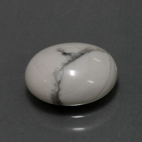 2.60 ct White Howlite Stone, Natural Howlite in Oval Cabochon Shape for Sale