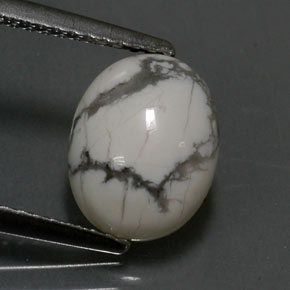 2.48 ct White Howlite Gemstone, Howlite Gem in Oval Cabochon Shape for Sale.