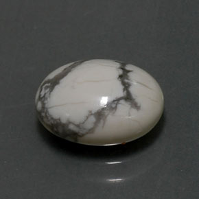 2.48 ct White Howlite Stone, Natural Howlite in Oval Cabochon Shape for Sale