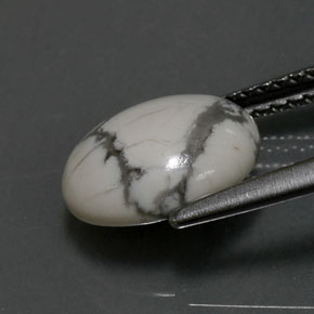 Howlite Gemstone in 10 x 8 mm (calibrated) Size for Sale, Howlite Stone in Greyish White Color