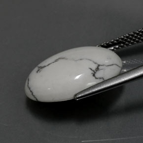 Howlite Gemstone in 16 x 12 mm (calibrated) Size for Sale, Howlite Stone in Greyish White Color
