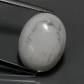 8.19 ct White Howlite Gemstone, Howlite Gem in Oval Cabochon Shape for Sale.