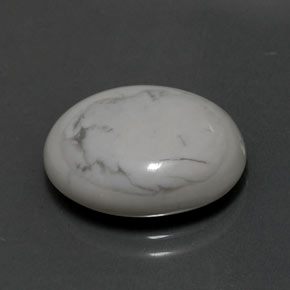 8.19 ct White Howlite Stone, Natural Howlite in Oval Cabochon Shape for Sale