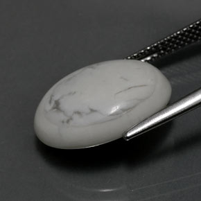 Howlite Gemstone in 16 x 12 mm (calibrated) Size for Sale, Howlite Stone in Greyish White Color