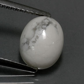 2.55 ct White Howlite Gemstone, Howlite Gem in Oval Cabochon Shape for Sale.