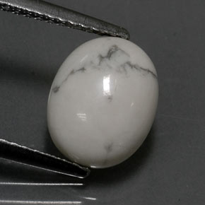 2.52 ct White Howlite Gemstone, Howlite Gem in Oval Cabochon Shape for Sale.
