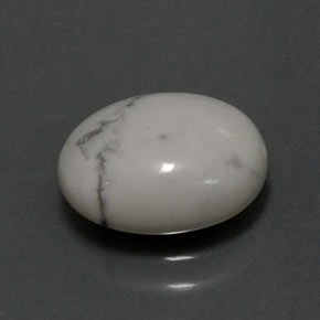 2.52 ct White Howlite Stone, Natural Howlite in Oval Cabochon Shape for Sale