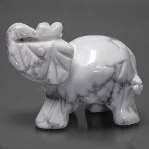 363.12 ct White Howlite Stone, Natural Howlite in Carved Elephant Shape for Sale