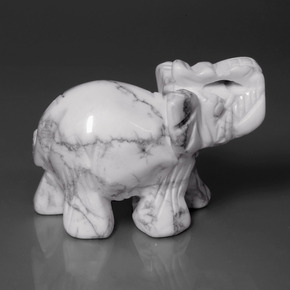 342.26 ct White Howlite Gemstone, Howlite Gem in Carved Elephant Shape for Sale.