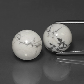 46.22 ct White Howlite Gemstone, Howlite Gem in Drilled Sphere Shape for Sale.