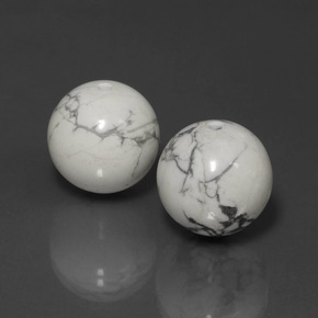 46.22 ct White Howlite Stone, Natural Howlite in Drilled Sphere Shape for Sale